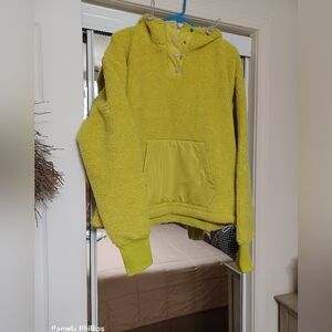 Vibrant Yellow Women's Cowl Neck Teddy Hoodie Jacket
